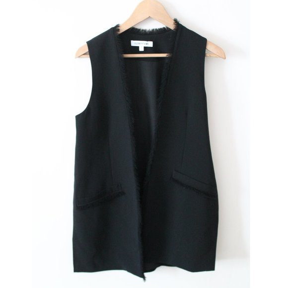 Elizabeth and James Hannover Frayed Edge Long Vest /Small / Black Career - Picture 5 of 12